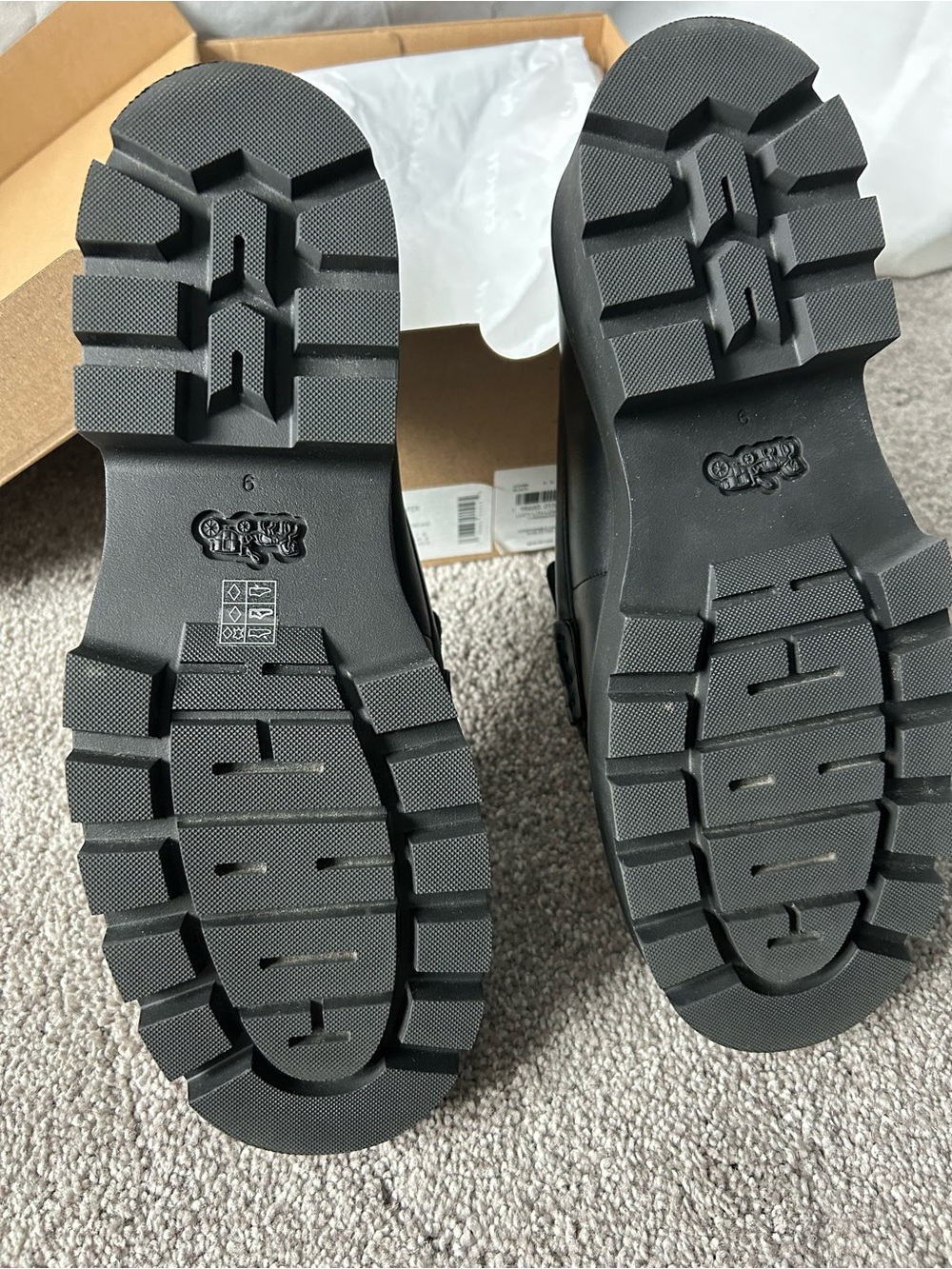 Coach Women’s Black Leather Lug-Sole Loafers - Picture 2 of 4